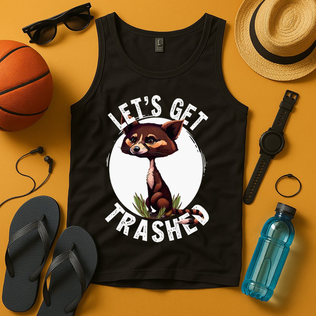 Raccoon Let's Get Trashed Vintage Retro Racoon Funny Tank Top