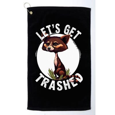 Raccoon Let's Get Trashed Vintage Retro Racoon Funny Golf Towel