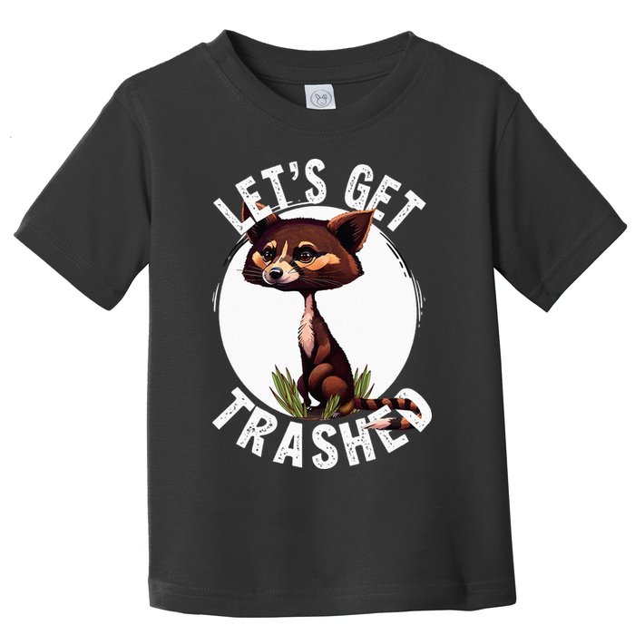 Raccoon Let's Get Trashed Vintage Retro Racoon Funny Toddler T-Shirt