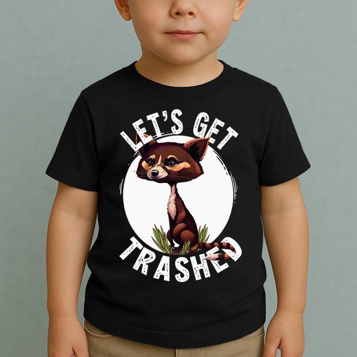 Raccoon Let's Get Trashed Vintage Retro Racoon Funny Toddler T-Shirt