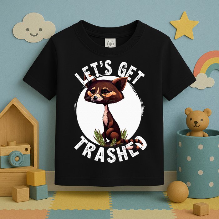 Raccoon Let's Get Trashed Vintage Retro Racoon Funny Toddler T-Shirt