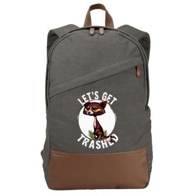 Raccoon Let's Get Trashed Vintage Retro Racoon Funny Cotton Canvas Backpack