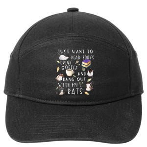 Rat Lover Gift Cute Rat Graphic Book Bookish Coffee Rat 7-Panel Snapback Hat