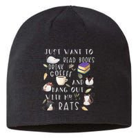 Rat Lover Gift Cute Rat Graphic Book Bookish Coffee Rat Sustainable Beanie