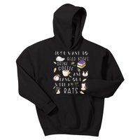 Rat Lover Gift Cute Rat Graphic Book Bookish Coffee Rat Kids Hoodie