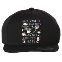 Rat Lover Gift Cute Rat Graphic Book Bookish Coffee Rat Wool Snapback Cap