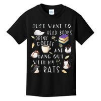 Rat Lover Gift Cute Rat Graphic Book Bookish Coffee Rat Kids T-Shirt