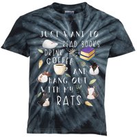 Rat Lover Gift Cute Rat Graphic Book Bookish Coffee Rat Kids Tie-Dye T-Shirt