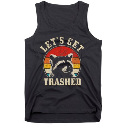 Raccoon LetS Get Trashed Vintage Retro Racoon Funny Tank Top