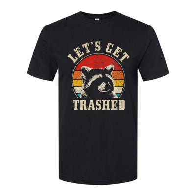 Raccoon LetS Get Trashed Vintage Retro Racoon Funny Softstyle CVC T-Shirt