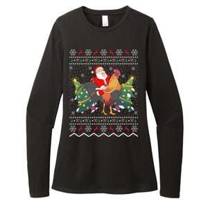 Rooster Lover Gift Ugly Santa Riding Rooster Christmas Gift Womens CVC Long Sleeve Shirt