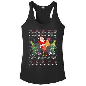 Rooster Lover Gift Ugly Santa Riding Rooster Christmas Gift Ladies PosiCharge Competitor Racerback Tank