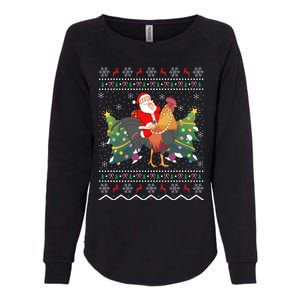 Rooster Lover Gift Ugly Santa Riding Rooster Christmas Gift Womens California Wash Sweatshirt