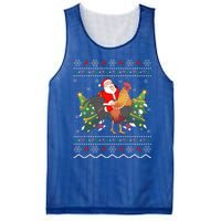 Rooster Lover Gift Ugly Santa Riding Rooster Christmas Gift Mesh Reversible Basketball Jersey Tank