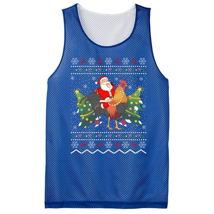 Rooster Lover Gift Ugly Santa Riding Rooster Christmas Gift Mesh Reversible Basketball Jersey Tank