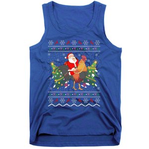 Rooster Lover Gift Ugly Santa Riding Rooster Christmas Gift Tank Top