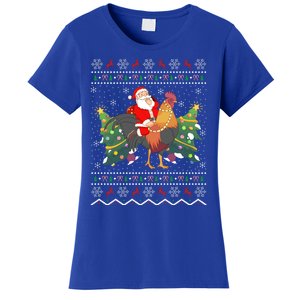 Rooster Lover Gift Ugly Santa Riding Rooster Christmas Gift Women's T-Shirt