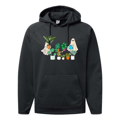 Retro Lady Gardener Ghost Gardening Plants Lover Halloween Performance Fleece Hoodie