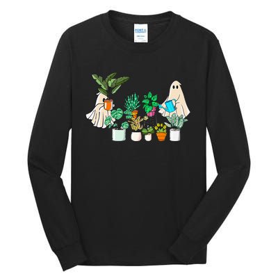 Retro Lady Gardener Ghost Gardening Plants Lover Halloween Tall Long Sleeve T-Shirt