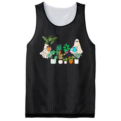 Retro Lady Gardener Ghost Gardening Plants Lover Halloween Mesh Reversible Basketball Jersey Tank