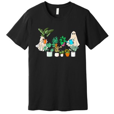 Retro Lady Gardener Ghost Gardening Plants Lover Halloween Premium T-Shirt