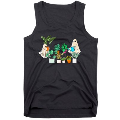 Retro Lady Gardener Ghost Gardening Plants Lover Halloween Tank Top