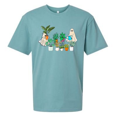 Retro Lady Gardener Ghost Gardening Plants Lover Halloween Sueded Cloud Jersey T-Shirt