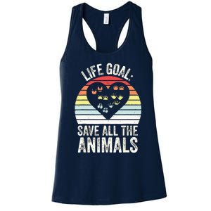 Retro Life Goal Save All Animals Wildlife Rescue Animal Women's Racerback Tank