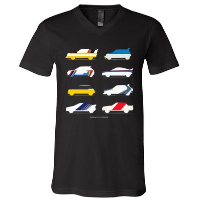 Rally Legends Group B Classic Rally Car Design V-Neck T-Shirt