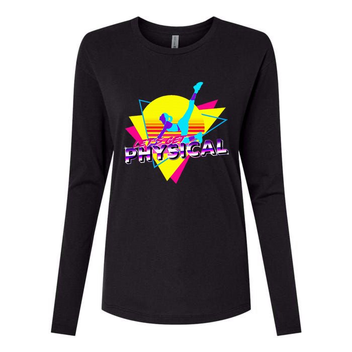 Retro LetS Get Physical Totally 80S Workout Fitness Womens Cotton Relaxed Long Sleeve T-Shirt