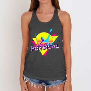 Retro LetS Get Physical Totally 80S Workout Fitness Women's Knotted Racerback Tank