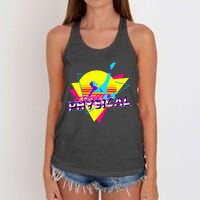 Retro LetS Get Physical Totally 80S Workout Fitness Women's Knotted Racerback Tank