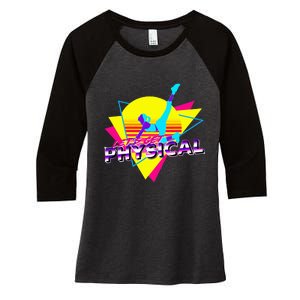 Retro LetS Get Physical Totally 80S Workout Fitness Women's Tri-Blend 3/4-Sleeve Raglan Shirt