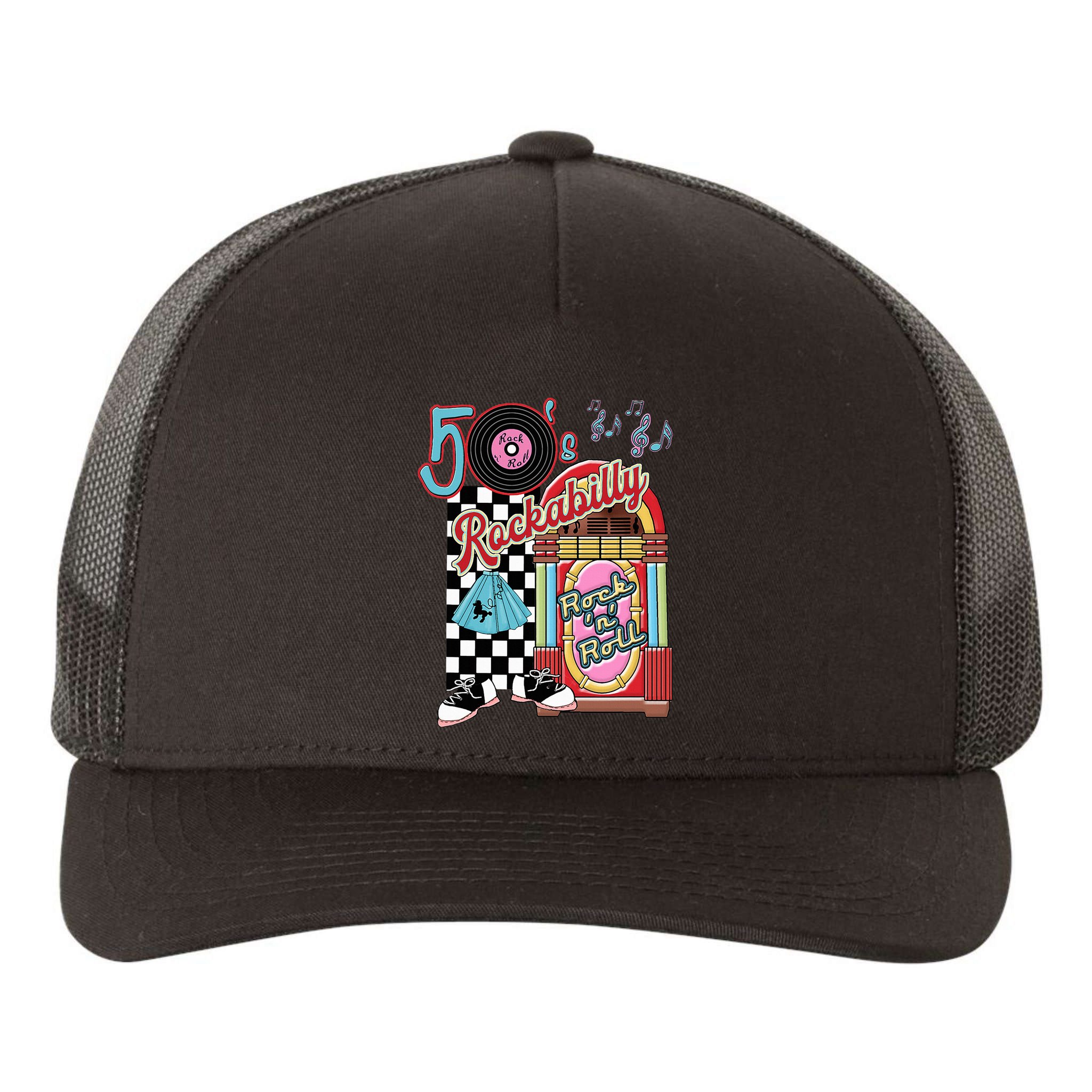 Rockabilly Lets Go To The Hop 1950S Retro Classic Jukebox Yupoong Adult 5-Panel Trucker Hat
