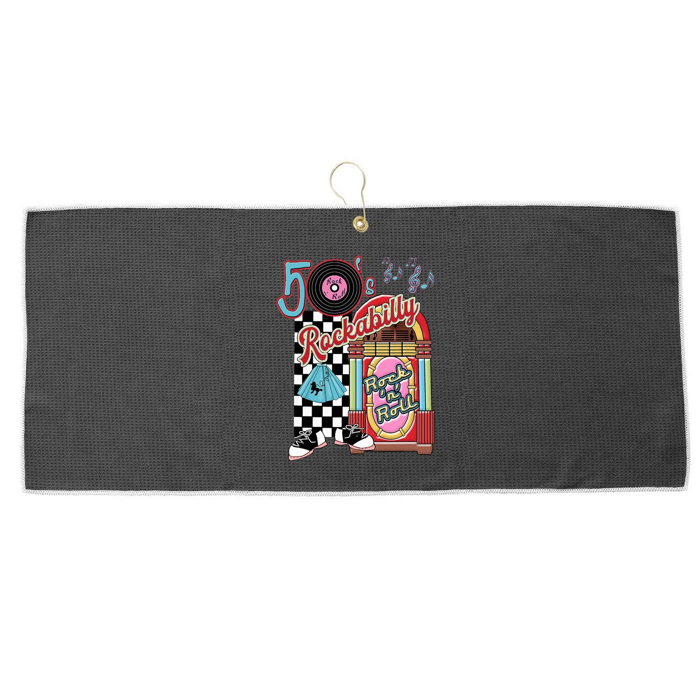 Rockabilly Lets Go To The Hop 1950S Retro Classic Jukebox Large Microfiber Waffle Golf Towel