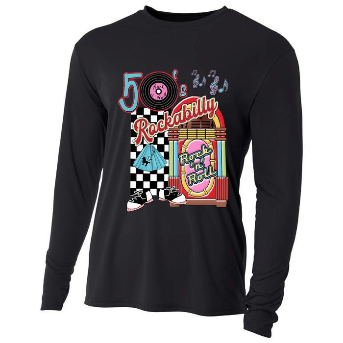 Rockabilly Lets Go To The Hop 1950S Retro Classic Jukebox Cooling Performance Long Sleeve Crew