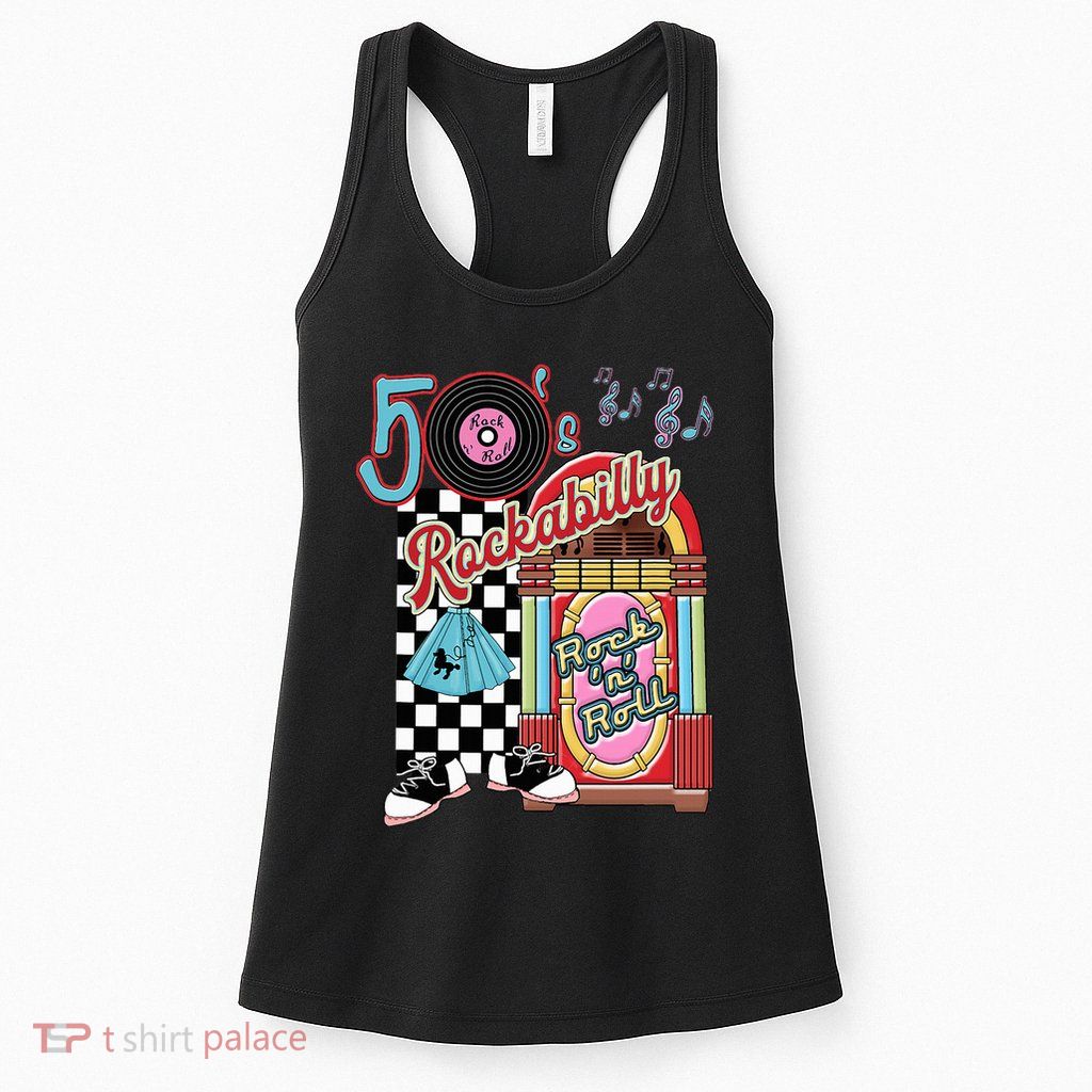Rockabilly Lets Go To The Hop 1950S Retro Classic Jukebox Womens Tank Top