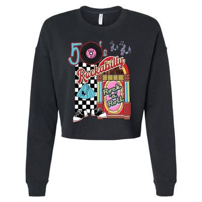 Rockabilly Lets Go To The Hop 1950S Retro Classic Jukebox Cropped Pullover Crew