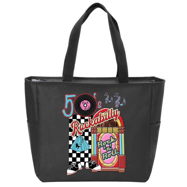 Rockabilly Lets Go To The Hop 1950S Retro Classic Jukebox Zip Tote Bag
