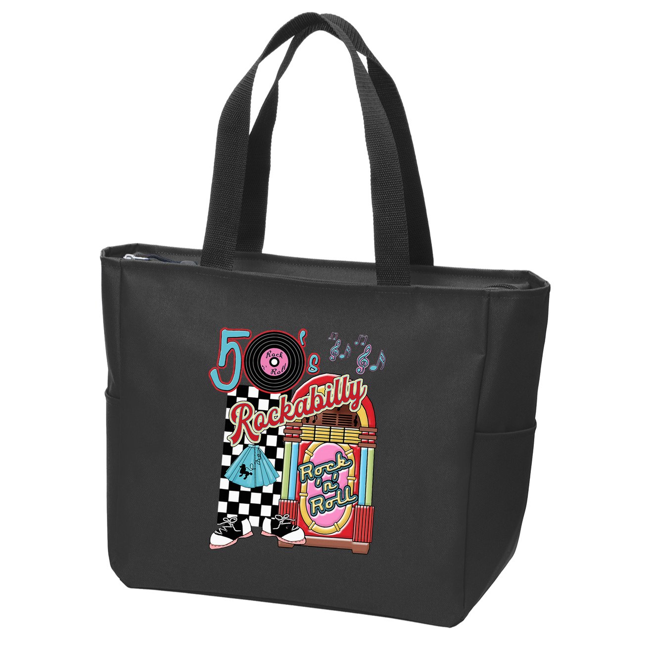 Rockabilly Lets Go To The Hop 1950S Retro Classic Jukebox Zip Tote Bag