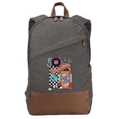 Rockabilly Lets Go To The Hop 1950S Retro Classic Jukebox Cotton Canvas Backpack