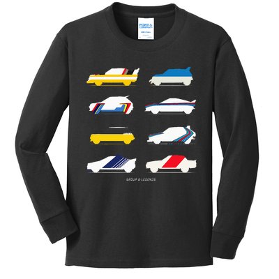 Rally Legends Group B Classic Rally Car Design Kids Long Sleeve Shirt