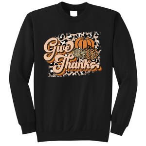 Retro Leopard Give Thanks Pumpkin Season Happy Thanksgiving Sweatshirt