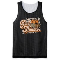 Retro Leopard Give Thanks Pumpkin Season Happy Thanksgiving Mesh Reversible Basketball Jersey Tank