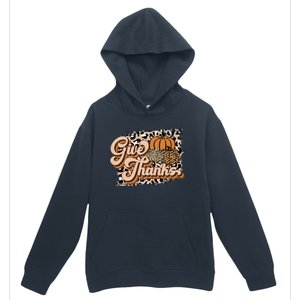 Retro Leopard Give Thanks Pumpkin Season Happy Thanksgiving Urban Pullover Hoodie