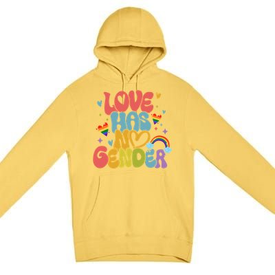 Retro Love Has No Gender Pride Month Lgbtq Meaningful Gift Premium Pullover Hoodie