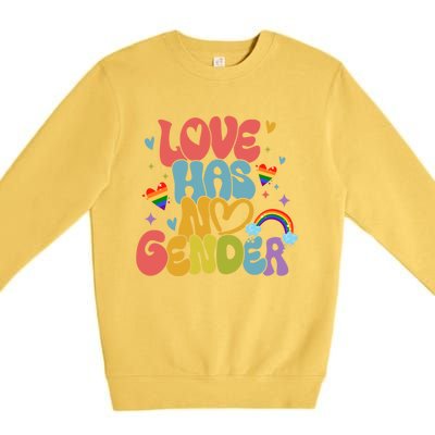 Retro Love Has No Gender Pride Month Lgbtq Meaningful Gift Premium Crewneck Sweatshirt