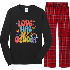 Retro Love Has No Gender Pride Month Lgbtq Meaningful Gift Long Sleeve Pajama Set