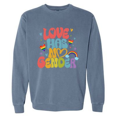 Retro Love Has No Gender Pride Month Lgbtq Meaningful Gift Garment-Dyed Sweatshirt