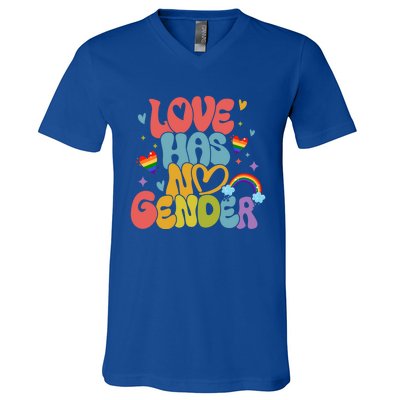 Retro Love Has No Gender Pride Month Lgbtq Meaningful Gift V-Neck T-Shirt